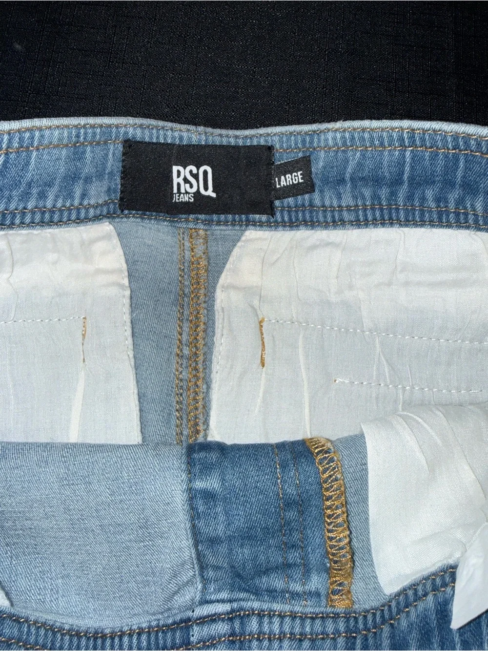 RSQ Light Blue Denim Drawstring Frayed-Hem Shorts